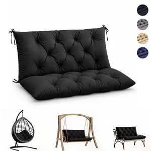 Outdoor Swing Cushion, 2-In-1 Tufted Patio Bench Cushion with Backrest, Water Resistant Thick Seat Pad, Porch Swing Cushions for Garden Bench