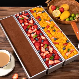 Premium Aluminum Stainless Steel Tiramisu and Cheesecake Baking Pan - Rectangular with Removable Dividers, Stable Base, Perfect for Making Mousse Cakes - Durable Kitchen Essential, Handcrafted, Movable Buckle, Removable Divider