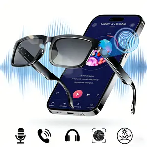 Smart Glasses, Smart Wireless Glasses, Bluetooth Audio Glasses with Voice Assistant and Touch Control, Open-Ear Speakers and Microphone for Hands-Free Calls, UV Protection Lenses, Ideal for Running, Driving and Outdoor Activities