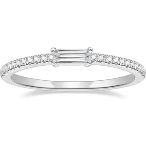 TIGRADE 1.5mm Eternity Ring Baguette Cubic Zirconia Anniversary Ring CZ Pave Wedding Band for Women Size 3-12