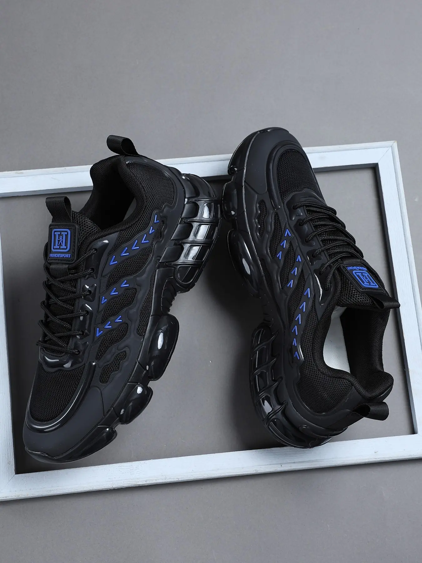 Men's Low-Top Outdoor Casual Training Shoes, Wave Armor Textile Upper, Thick Bubble Sole, Breathable Flexible Running Shoes, Running Sports Shoes