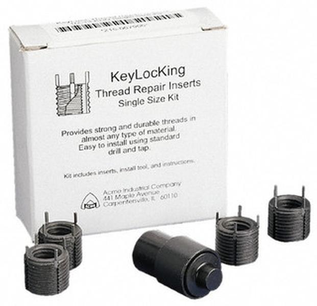 Jergens Thread Repair Kit: Key-Locking 4 Pc, Stainless Steel Insert 215 ...