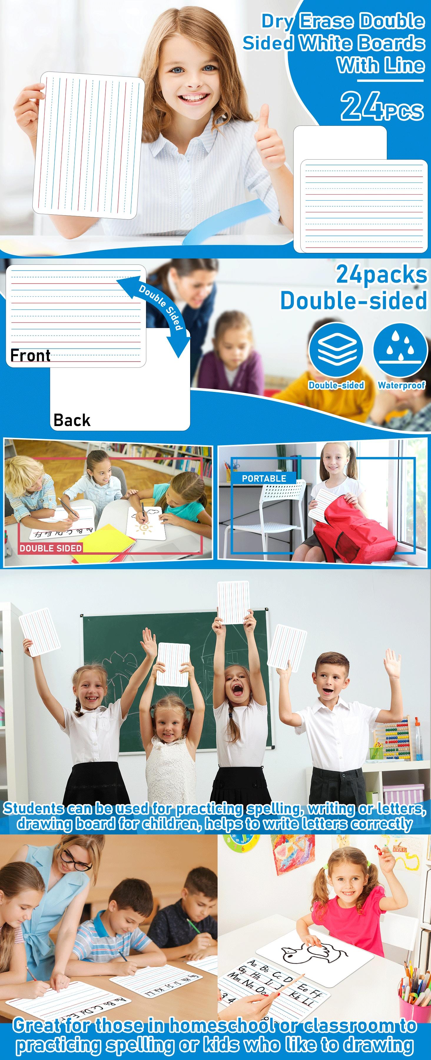 24pcs Double Sided Cardboard Lined Dry Erase Whiteboard Ruled Writing Paper Cardboard Handwriting Practice for Student Teacher Learning Tool Mini Portable Drawing Learning 12" x 9",back to school,back to school haul 24pcs Double Sided Cardboard Lined Dry Erase Whiteboard Ruled Writing Paper Cardboard Handwriting Practice for Student Teacher Learning Tool Mini Portable Drawing Learning 12" x 9",back to school,back to school haul