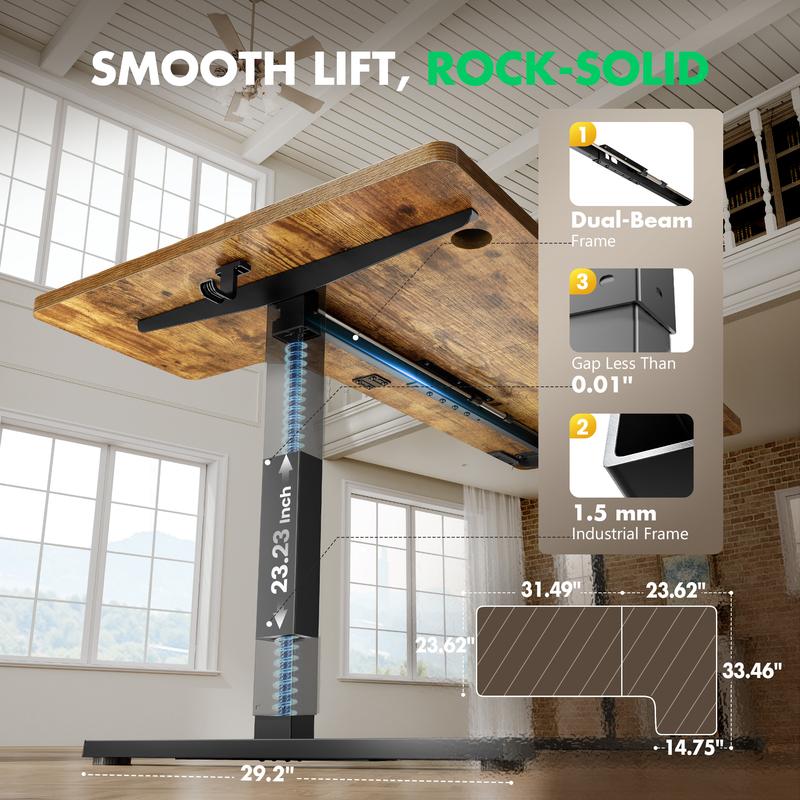 63" L-Shaped Electric Standing Desk with Ergonomic Monitor Shelf & Memory Controller for Home Office & Gaming Workstation