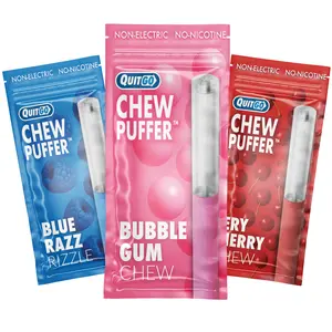 QuitGo Air Straw Bubble Gum Chew Habit Chew Stick – Plastic Reusable Natural Aid Straw to Curb Cravings & Breathe Freely