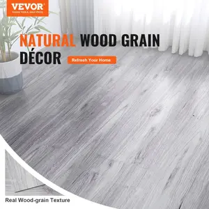 summervibes Self-Adhesive Peel-Stick Vinyl Tiles, 20 Pieces 36x6" 0.62mm Thick Light Gray Wood Grain DIY-Friendly Flooring for Kitchen Floors, Home Decor