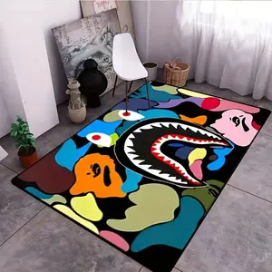 Camo Shark Face Cool Area Rug Non-Slip