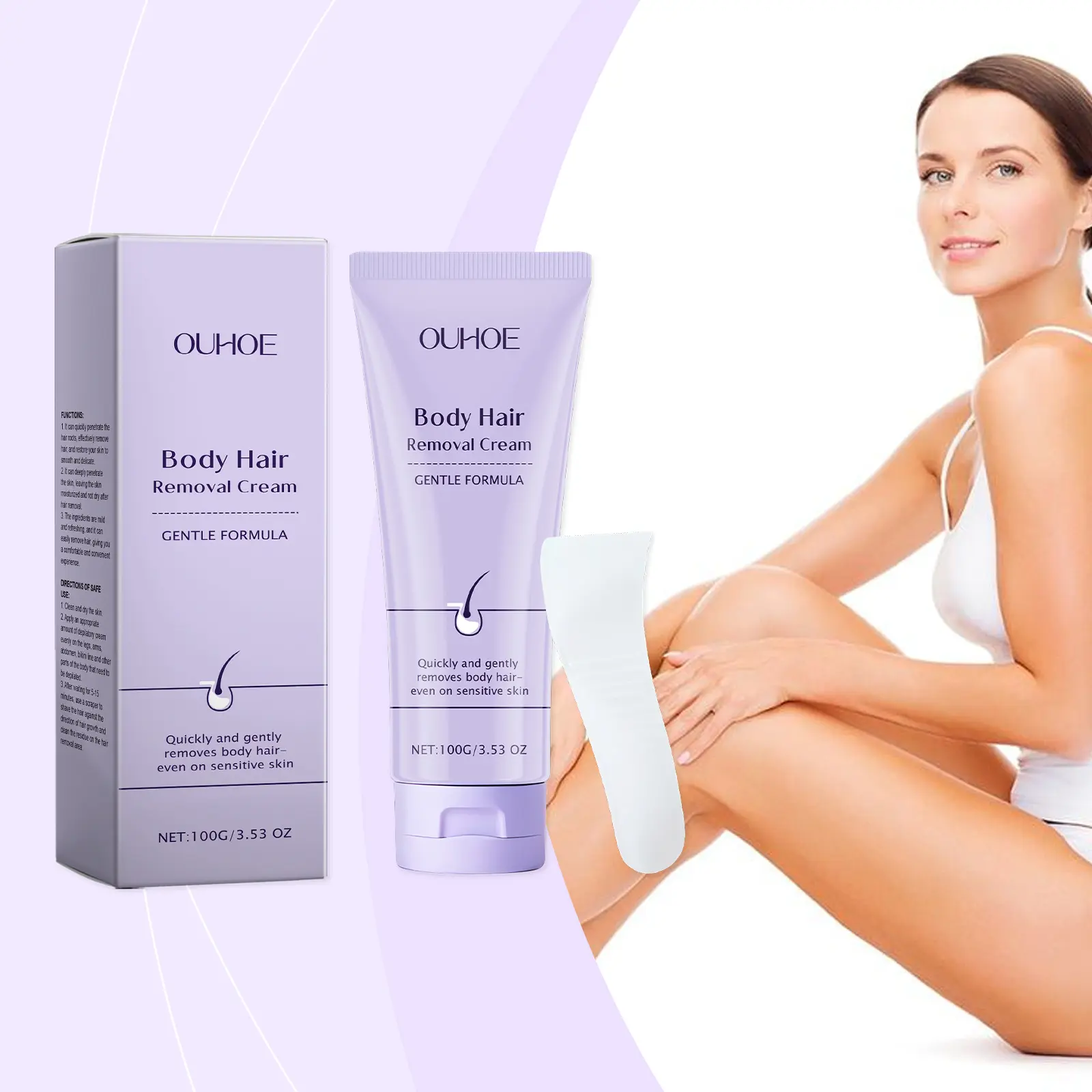 Hair Removal Cream for Women: Buttocks, Body, BikiniArms, Legs -Gentle Depilatory Cream for Sensitive Skin -Effective Hair Remover