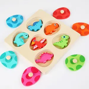 Wooden Dinosaur Egg Themed Peg Board Jigsaw Toy, Shape Sorter, 1 Box Hand Eye Coordination Toy, Educational Toy for Kids, Birthday Gift