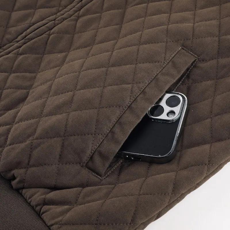 Grandclad Men's Vintage Quilted Jacket Classic Plaid Lined Bomber Coat Casual Warm Lightweight Outerwear for Fall and Winter Workwear Style