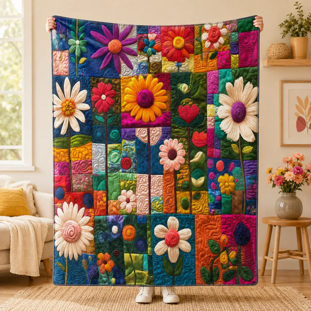 Vintage Floral Heart Soft Flannel Throw Blanket, Romantic Flower Pattern for Bedroom Reading Corner Sofa and Cottage Lounge Decor, Lightweight Bed Throw for Couch Nap, Birthday Valentine Gift for Women and Botanical Home Lovers