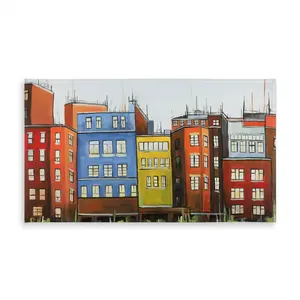 360 Stand Boston Colorful Buildings Tablecloth - Fade Resistant, Size 58x102 in, Urban Look Indoor/Outdoor Kitchen Linen for Home Decor (Model C1TCLRGEV8A8HZ)