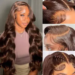 Bling Hair Chocolate Brown 13x4 13x6 Lace Front Human Hair Wigs For Women Brazilian Body Wave Lace Frontal Wigs 100% Real Human Hair