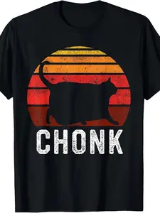 Funny fat cat expression package, fat cat T-shirt, Thanksgiving, office commute, for students, fade-resistant, clean design, Halloween