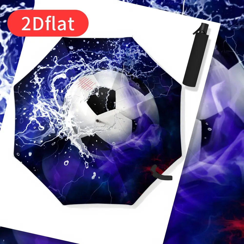 A portable folding umbrella designed specifically with a football theme, perfect for travel and also ideal as a decorative holiday gift.
