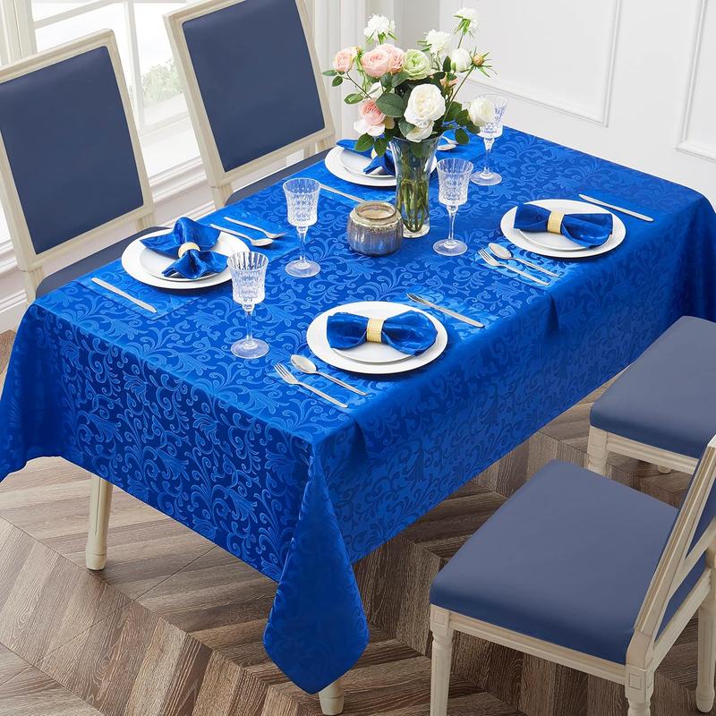 Sunfans Damask Jacquard Tablecloth Wipeable Durable for Dining Buffet Parties Camping Elegant Rectangle Table Cover Machine Washable Outdoor Living Furniture