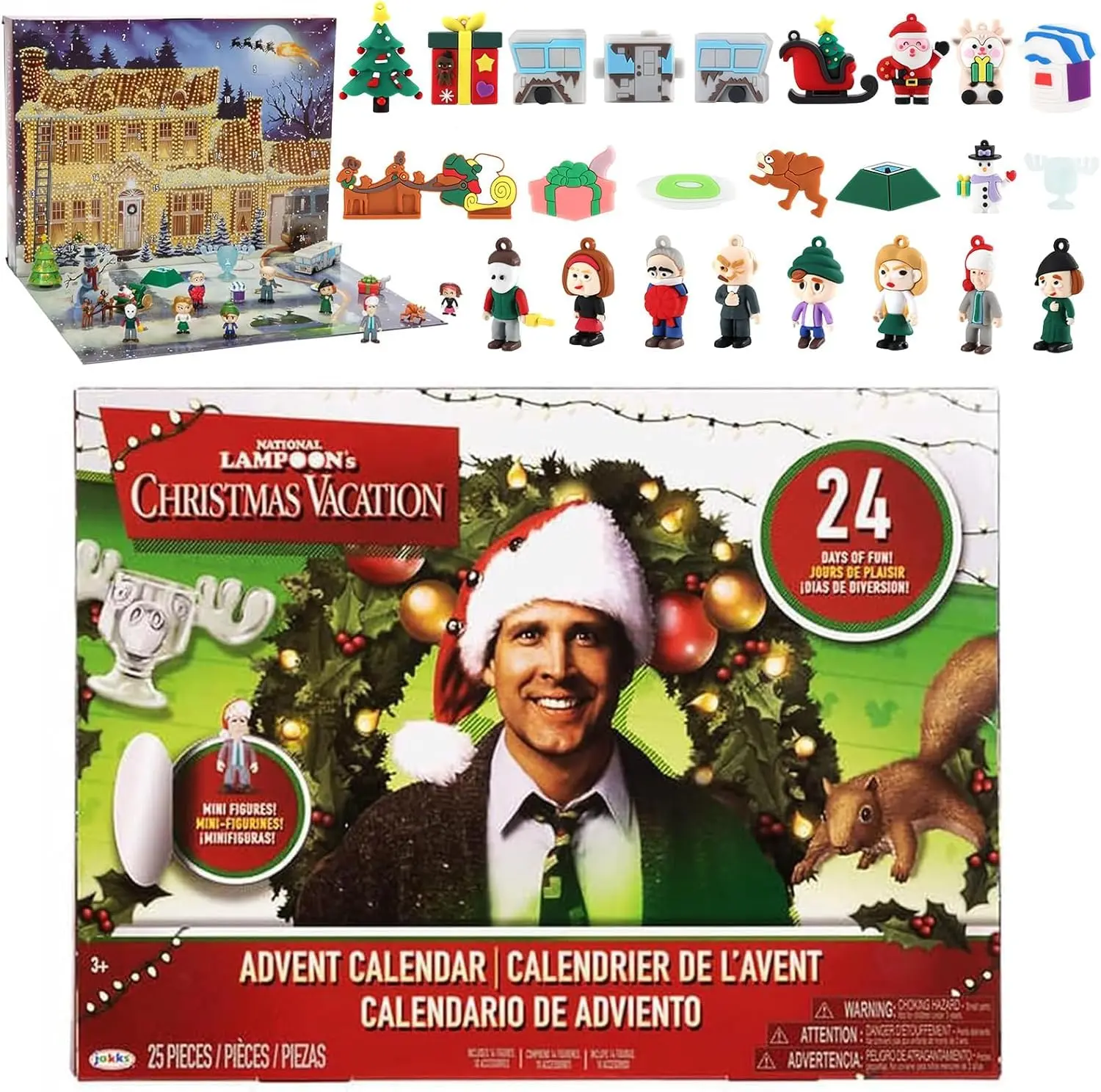 2025 Christmas Vacation Advent Calendar - 24 Days of Themed Figurines & Surprises, Holiday Countdown Gift for Family Kids Christmas Party