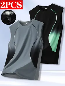 Men’s lightweight sports tank top set, quick-drying and breathable sleeveless T-shirts, suitable for the gym, running, and the beach—casual summer activewear