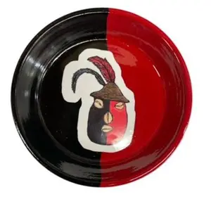 Elegua Plate Plato para Eshu Santeria osha Palo Ifa Santo Retro - 6Inches Decorative Clay Plate with Elegua Eshu Lucero Design