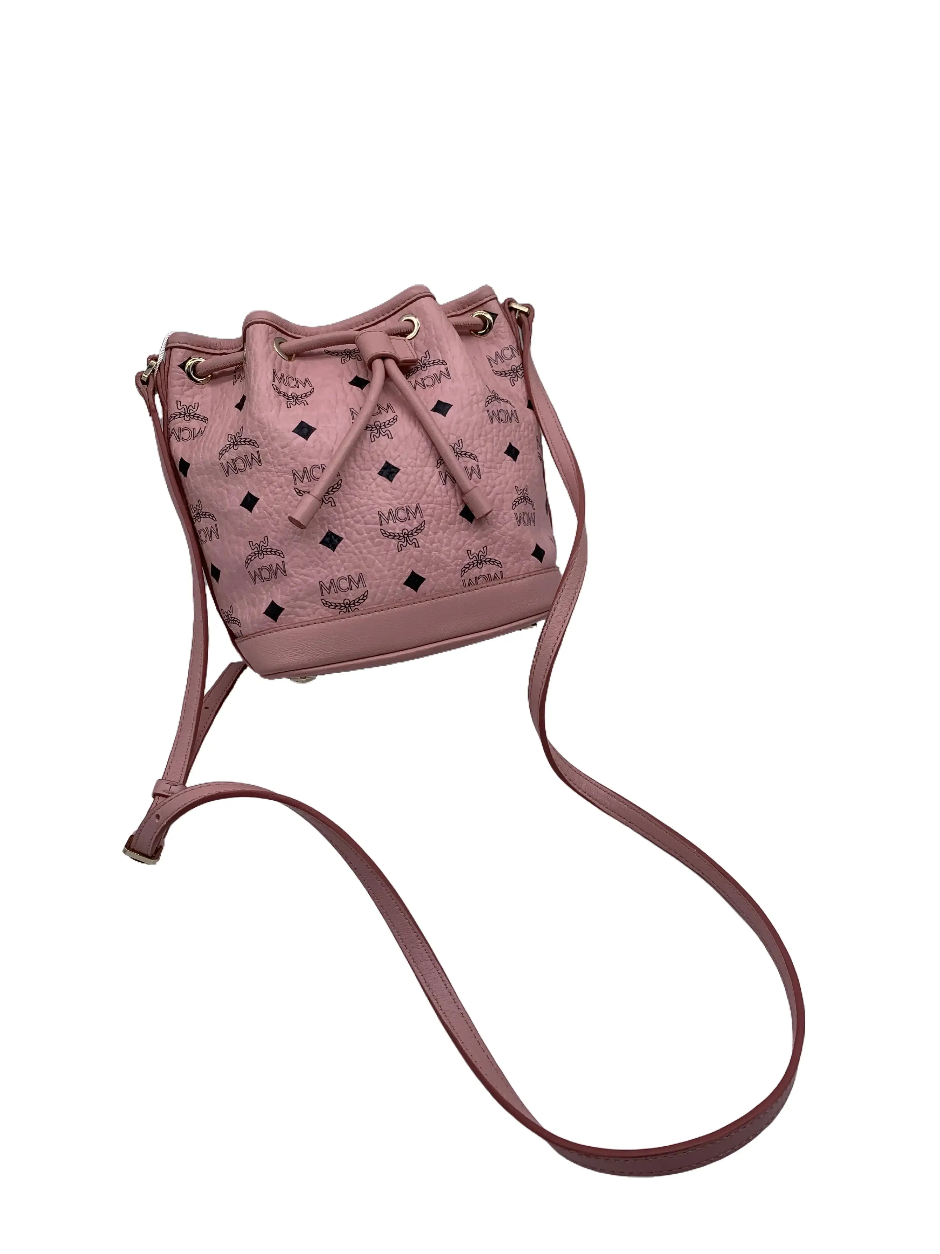 Pre-owned MCM Visetos Coated Canvas Bucket Crossbody Bag/EE05711011/1011/MC