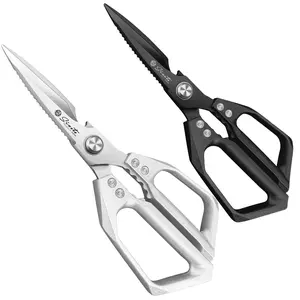 2-Pack Berti All-in-One Silver & Black Kitchen Shears - Versatile Cooking Sewing Bottle Opening & Nut Cracking Tool