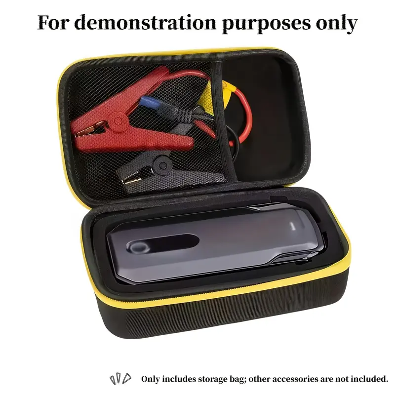 Nylon Hard Classic Rectangular EVA Protective Storage Pouch with Yellow Zipper - Waterproof, Shockproof, Dustproof Organiser for 12V Car Jump Starter Battery Booster, Digital Meter (Bag Only, All Seasons Emergency Tools Use)
