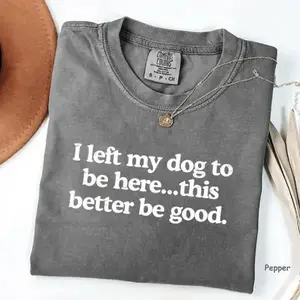 Comfort Colors I Left My Dog To Be Here This Better Be Good Shirt, a funny and comfy tee, perfect gift for pet lovers and women who adore their dogs and humor.