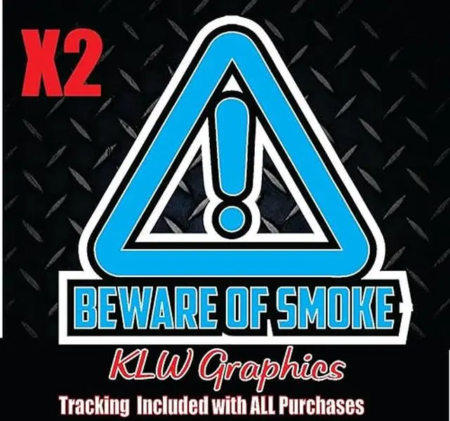 Beware Of Smoke Light Blue Black White Full Color Decal Sticker Turbo Diesel Truck 7.3 6.7 6.6 6.0 Crew Cab Lifted Powerstroke