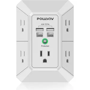 5-Outlet Power Strip with 4 USB Ports - Surge Protector for Home, Office, School - ETL Listed