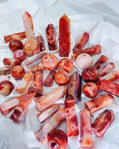 【20 link 】 Natural crystal carnelian tower、 sphere、 palm 、heart，carnelian
