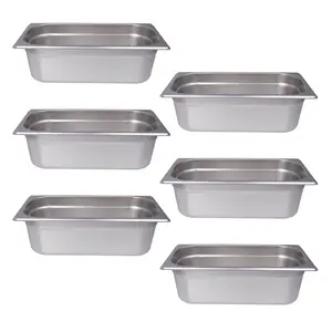 Hakka 6-Pack Hotel Pans Steam Table Pan 1/3 Size Hotel Pan 4" Deep Stainless Steel Pan for Party, Restaurant, Hotel