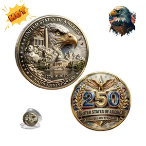 USA 250th Anniversary Commemorative Coin 1776-2026 American Eagle 3D Coin Patriotic Collectible Keepsake for Veterans History Lovers & Patriotic Celebrations Diy Toys