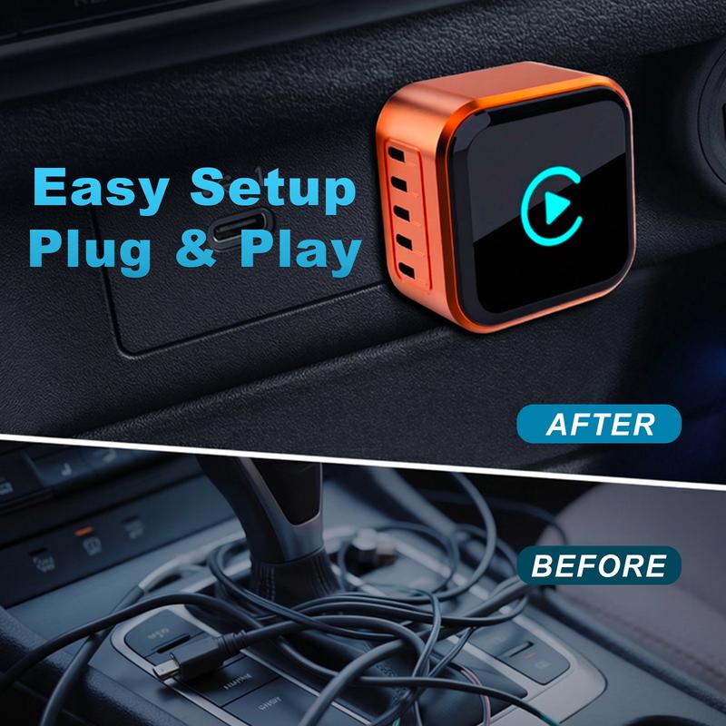 YETHKE 2026 Mini Wireless CarPlay Adapter Upgrade Wired to Wireless for CarPlay & Android Auto Plug and Play Fast Auto-Reconnect Stable Control Zero Delay Car Play for iPhone iOS 10+ Android 11+