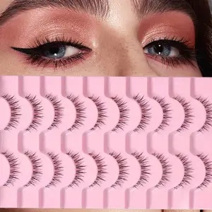 10 Pairs 3D False Eyelashes, Natural Small Flame Makeup Look, Soft Dense, Transparent Fine Strands, Perfect for Daily Wear