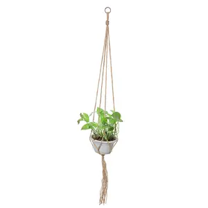 THY COLLECTIBLES Vintage Hand-Weaved Macrame Plant Holder, 4-Leg Cotton Rope Hanging Planter Basket, Easy-To-Hang, Multi-Size Indoor-Outdoor Plant Holders