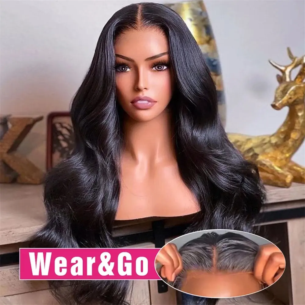 Body Wave Glueless Wig Human Hair 6x4 5x5 9x6 7x5 Lace Closure Wig  100% Human Hair  Wear And Go 32 34 Inch