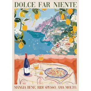 Paint by Numbers for Adults and Kids Beginner, Fashion Travel Italian Pasta Wine Painting by Number Kits On Canvas, Home Wall Decor Gift