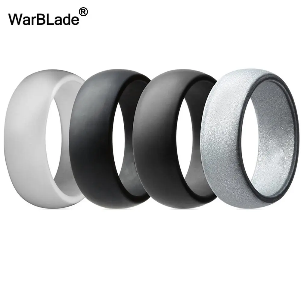 4pcs/set 8mm 6-12 Size Food Grade FDA Silicone Ring Hypoallergenic Crossfit Flexible 100% Silicone Finger Rings For Men Women