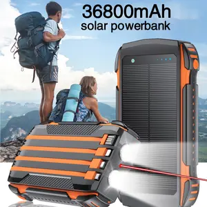 50000mAh Solar Charging PowerBank for Summer Fall Gift, Dual USB Output Port Multicharger PowerBank with Flashlights, PortableWireless Car Charger, Solar PowerBank Charger for iPhone, TravelGadgets Black Electronics Accessories