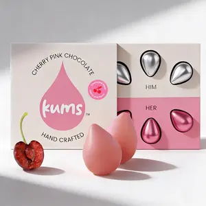 Kums Pink Cherry Rose Chocolate Tabs (1 Box) Premium Pink Cherry Tab Chocolate | Vegetarian Delight Ideal | Ideal for Sharing and Indulging Together