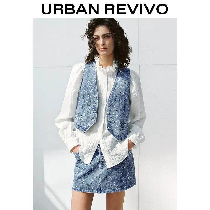 URBAN REVIVO Denim Waistcoats UWH850021