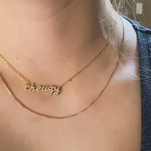CHEUGY 18k Gold-Plated Nameplate Necklace. One-of-kind statement necklace. Girl Gift. Millenial. Gen Z. Nameplate Necklace. Unique Gift. 16” with extender.