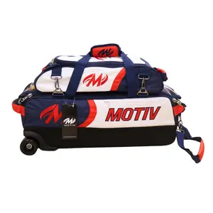 Motiv Apex Triple Tote Liberty Bundle - Includes Shoe bag, Urethane wheels for smooth and quiet portability, dual-zippered top for easy access to bowling balls, detachable pull strap for easy airline transport, 2-Year Warranty, Fits all shoe sizes