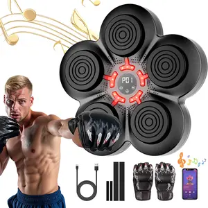 Music Boxing Machine for Adults and Kids, Music Punching Machine with Gloves, Electronic LED Boxing Training Equipment Wall Mounted, Home Indoor Workout Trainer Equipment