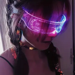 LED Light Up Glasses, 1 Count Rechargeable Cyberpunk Futuristic Glasses, Durable Plastic Frame Glasses with Nose Support, Suitable for Party, Festival