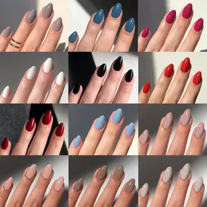 288pcs Short Oval Nail Set, Removable Press-On Nails, Glossy False Nails, Y2K Style, Glossy Finish, Enhances Elegance, Suitable for Women and Girls