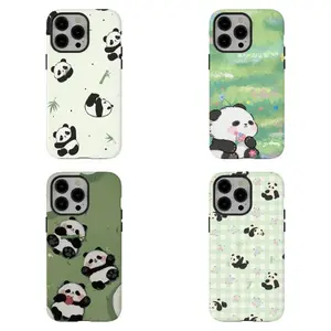 Panda Bear Phone Case , Light Green Bamboo Pattern Protective Cover,For iPhone 17 Pro Max 16 15 14 13 12 11 for Samsung S21 S22 S23 S24 S25 Phone Case|Gift for him and her,Phone Accessories