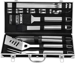 Grilljoy 22PCS BBQ Grill Tools Set Stainless Steel Barbecue Accessories with Black Aluminum Case for Outdoor Grilling Christmas Gifts for Men Dad kitchen gadgets  kitchen items kitchen accessories grills Utensils outdoorfun