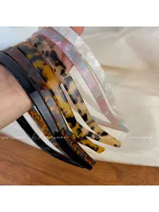 Korean leopard print retro acetic acid headband women's high-end non-slip hair wash headband with teeth pressed face band simple and versatile hair cave Chic Headbands