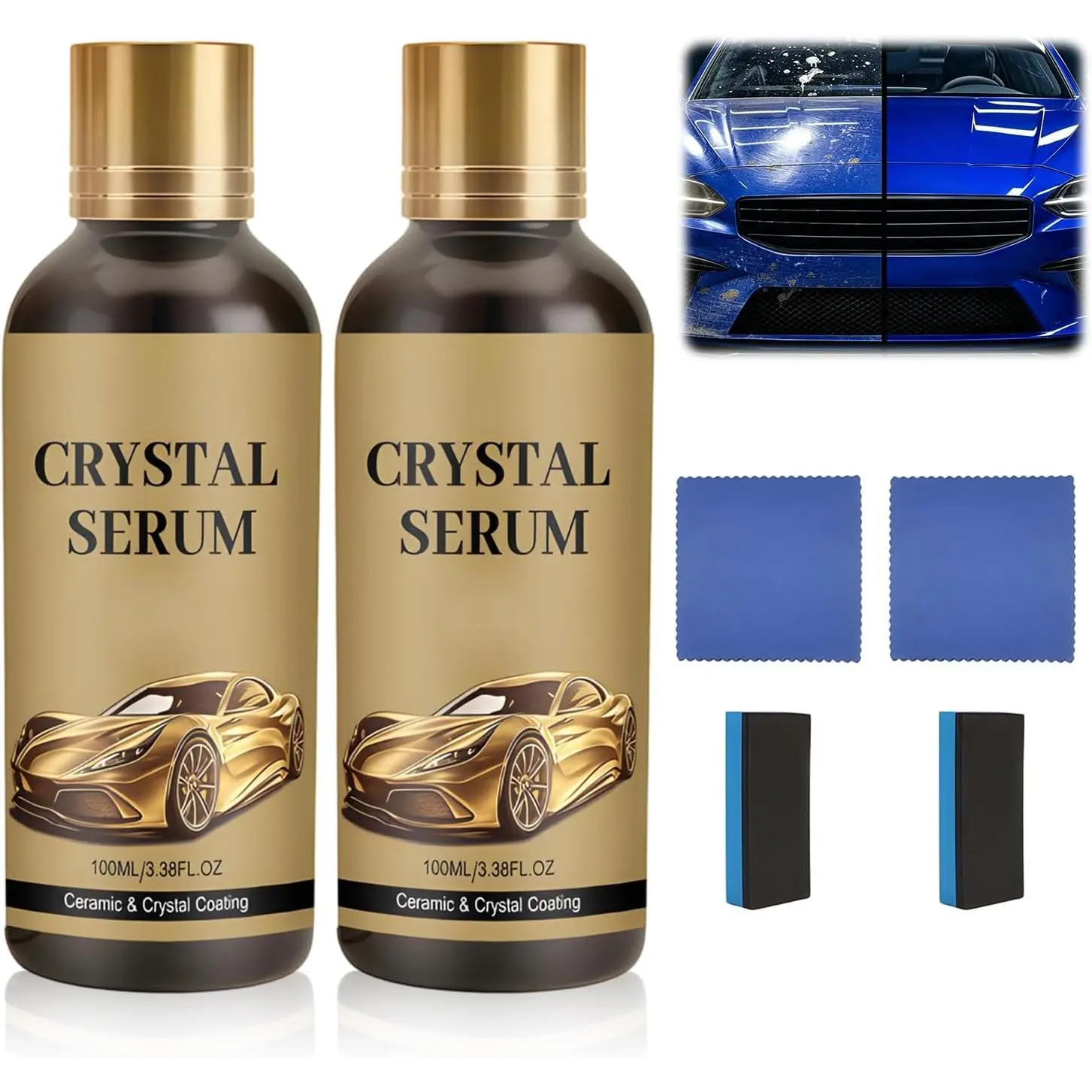 2Pcs PTZ Crystal Serum for Cars,PTZ Advanced Graphene Ceramic Coating for Cars,9H Graphene Coating for Auto Car Detailing,Quick Effect Car Coating Spray,Nano Coat Restore for Paint,Glass & Wheel